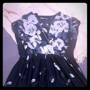 Vintage sheer navy & white summer dress